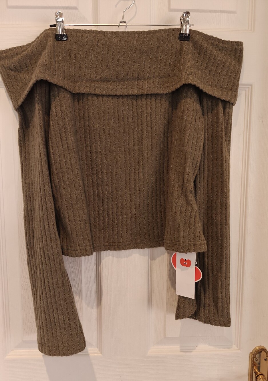 CIDER Off The Shoulder Ribbed Sweater